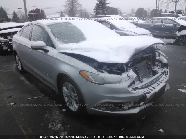 3FA6P0LU5JR173184 - 2018 FORD FUSION SE HYBRID SILVER photo 1