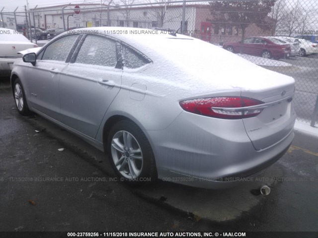 3FA6P0LU5JR173184 - 2018 FORD FUSION SE HYBRID SILVER photo 3