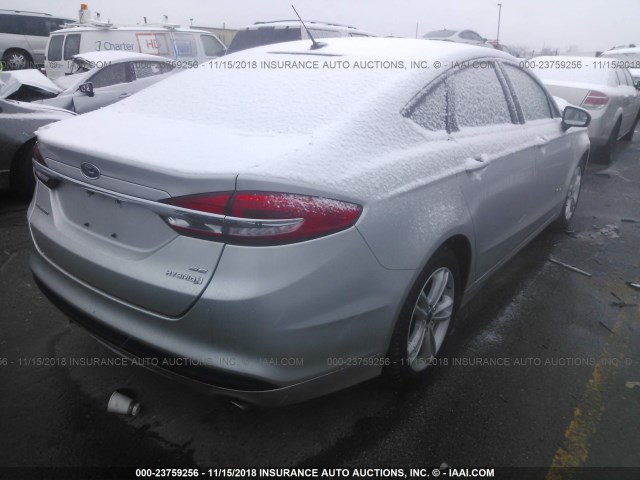 3FA6P0LU5JR173184 - 2018 FORD FUSION SE HYBRID SILVER photo 4