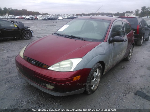 3FAFP31381R249170 - 2001 FORD FOCUS ZX3 RED photo 2