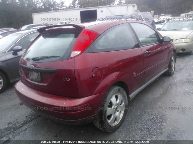 3FAFP31381R249170 - 2001 FORD FOCUS ZX3 RED photo 4