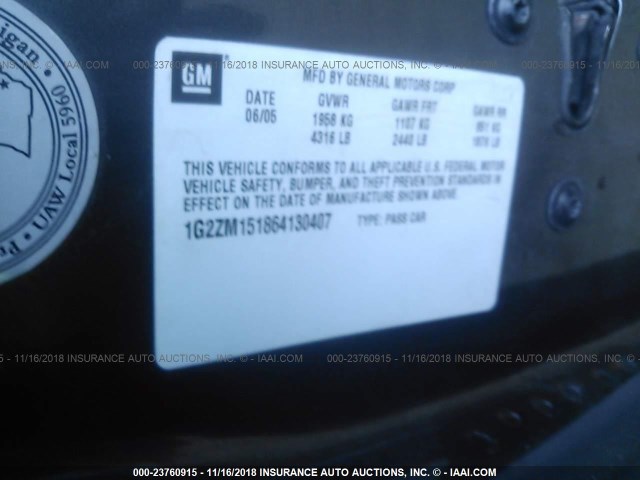 1G2ZM151864130407 - 2006 PONTIAC G6 GTP GRAY photo 9