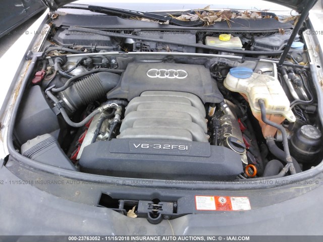 WAUDH74F96N092140 - 2006 AUDI A6 3.2 QUATTRO SILVER photo 10