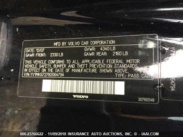 YV1MK672782064794 - 2008 VOLVO C30 T5 BLACK photo 9