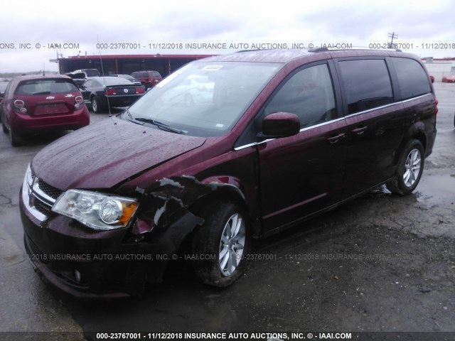 2C4RDGCG5JR240648 - 2018 DODGE GRAND CARAVAN SXT MAROON photo 2