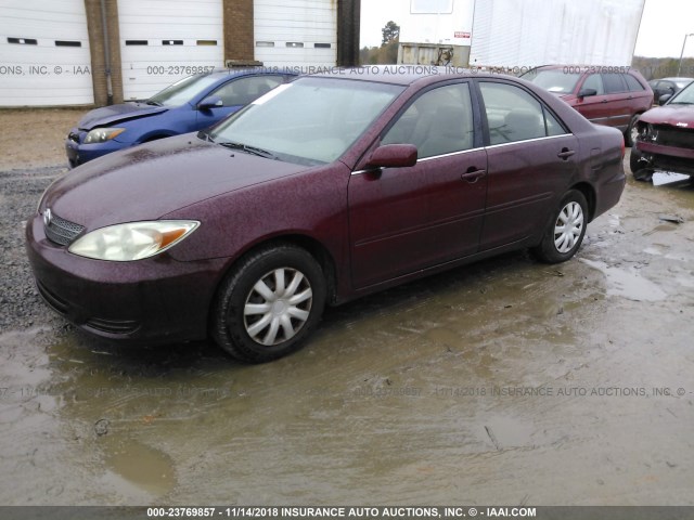 4T1BE32K22U015584 - 2002 TOYOTA CAMRY LE/XLE/SE MAROON photo 2