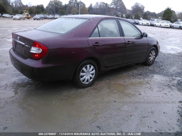 4T1BE32K22U015584 - 2002 TOYOTA CAMRY LE/XLE/SE MAROON photo 4