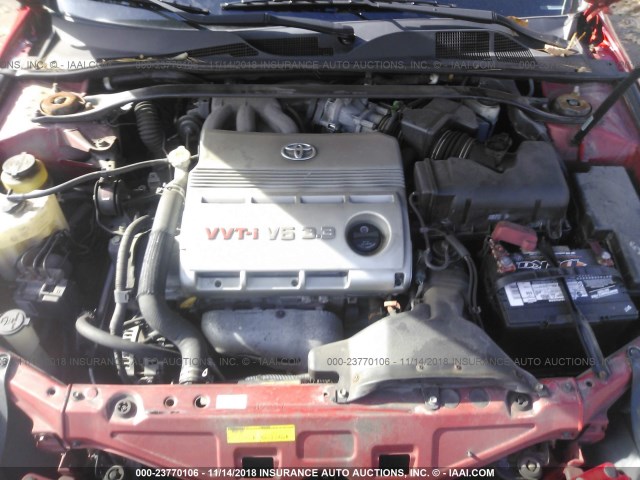 4T1CA38P36U102886 - 2006 TOYOTA CAMRY SOLARA SE/SLE წითელი ფოტო 10