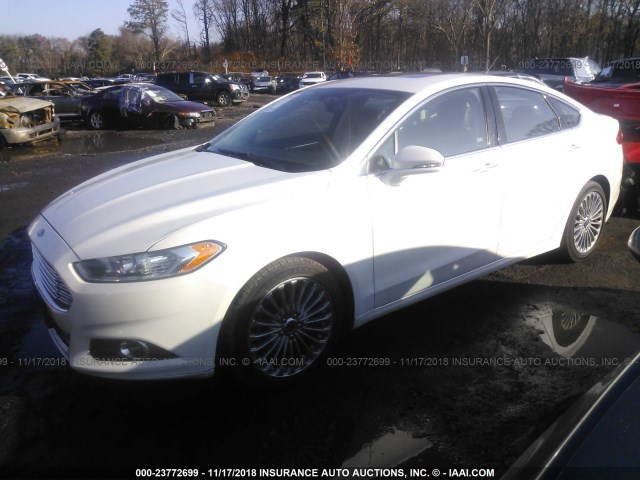 3FA6P0D9XDR316452 - 2013 FORD FUSION TITANIUM WHITE photo 2