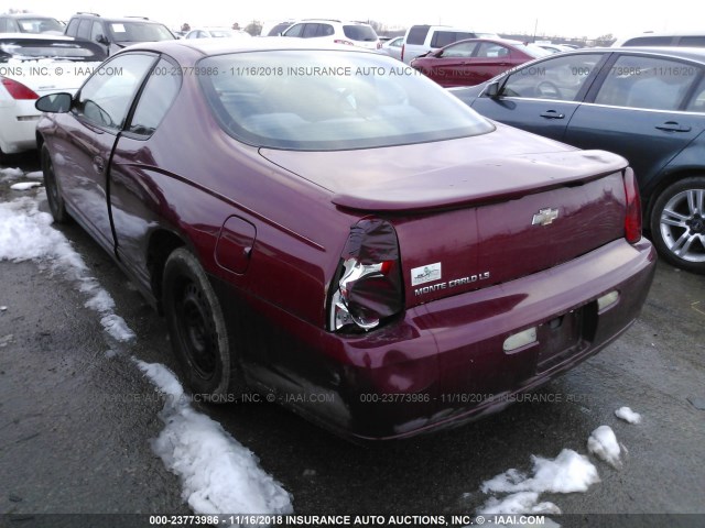 2G1WJ15K969182845 - 2006 CHEVROLET MONTE CARLO LS Tünd qırmızı foto 3