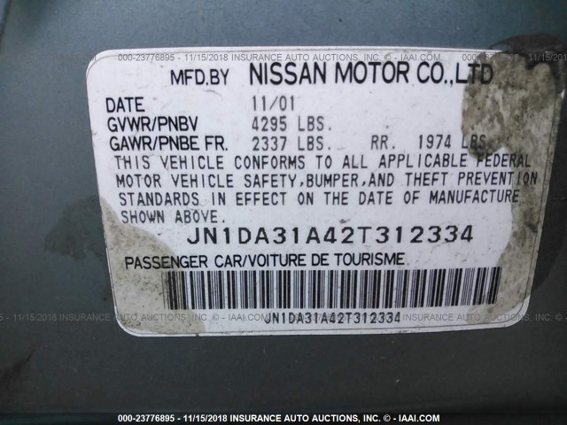 JN1DA31A42T312334 - 2002 NISSAN MAXIMA GLE/SE GREEN photo 9