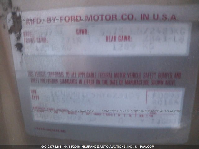 1LNBM81F5HY623105 - 1987 LINCOLN TOWN CAR GOLD photo 9