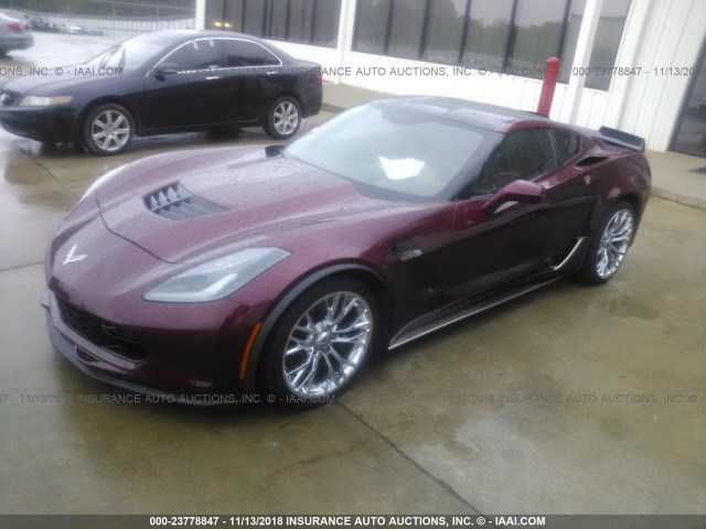 1G1YU2D67G5603020 - 2016 CHEVROLET CORVETTE 3LZ/Z06 MAROON photo 2