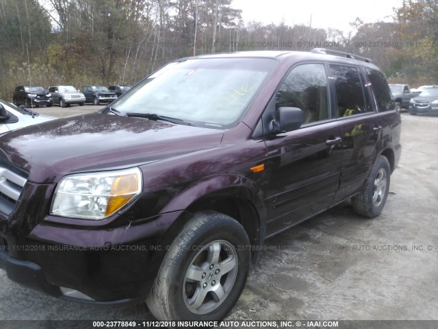 2HKYF18737H539461 - 2007 HONDA PILOT EXL BURGUNDY photo 2