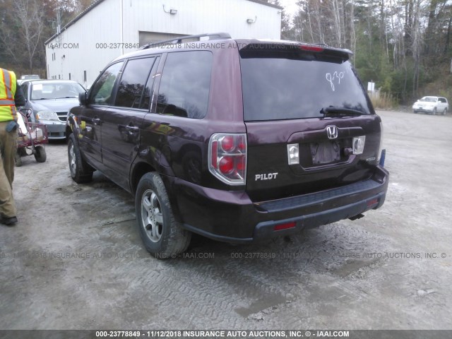 2HKYF18737H539461 - 2007 HONDA PILOT EXL BURGUNDY photo 3