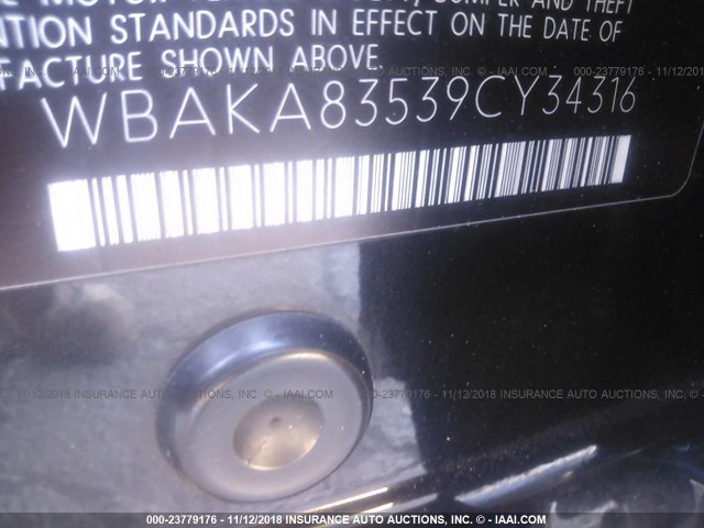 WBAKA83539CY34316 - 2009 BMW 750 I BLACK photo 9