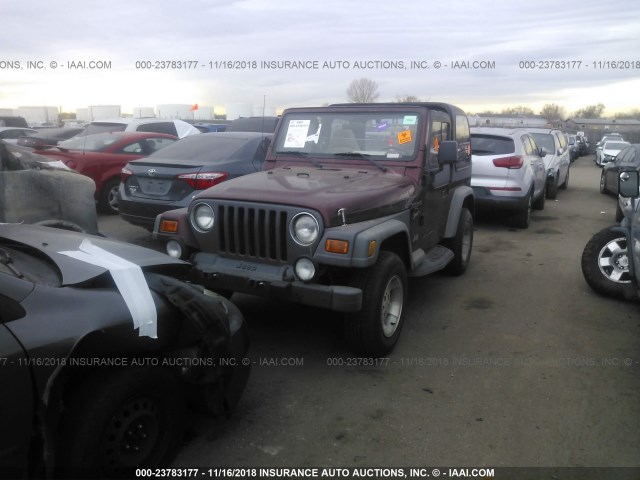 1J4FA49S11P329554 - 2001 JEEP WRANGLER / TJ SPORT MAROON photo 2