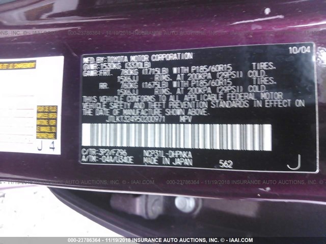 JTLKT324950200971 - 2005 TOYOTA SCION XB Күлгін фото 9