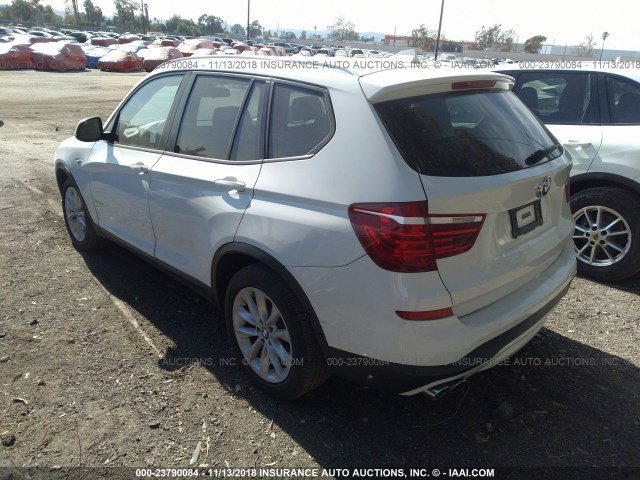 5UXWX9C5XF0D46763 - 2015 BMW X3 XDRIVE28I WHITE photo 3