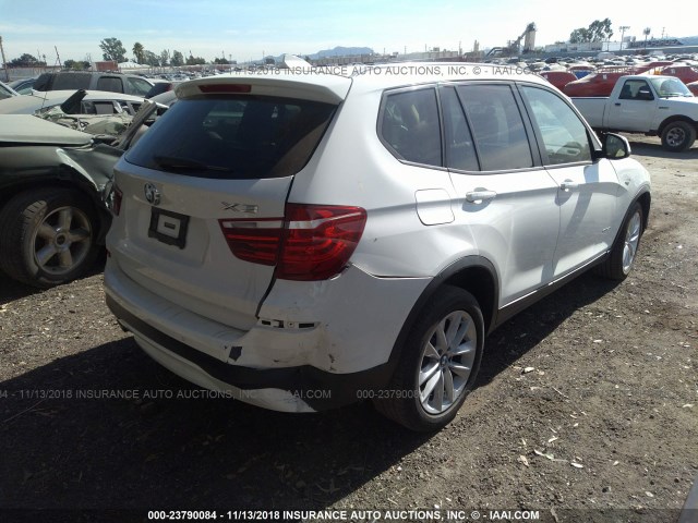 5UXWX9C5XF0D46763 - 2015 BMW X3 XDRIVE28I WHITE photo 4