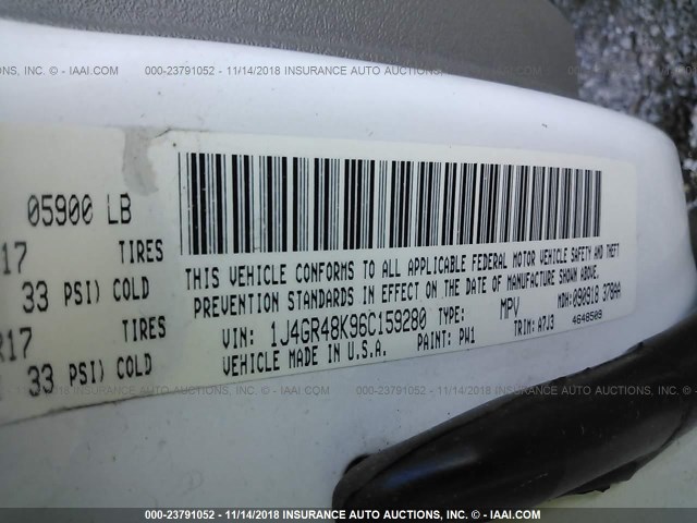 1J4GR48K96C159280 - 2006 JEEP GRAND CHEROKEE LAREDO/COLUMBIA/FREEDOM 白色 照片 9