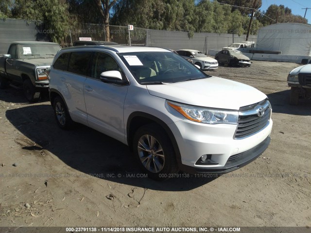5TDKKRFH1FS109450 - 2015 TOYOTA HIGHLANDER XLE თეთრი ფოტო 1