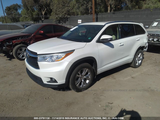 5TDKKRFH1FS109450 - 2015 TOYOTA HIGHLANDER XLE თეთრი ფოტო 2