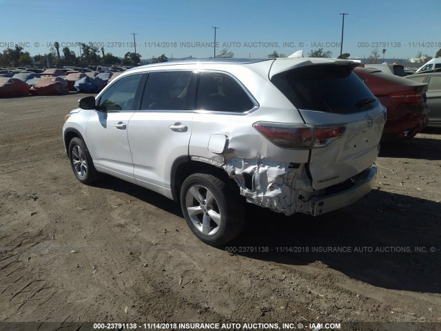 5TDKKRFH1FS109450 - 2015 TOYOTA HIGHLANDER XLE თეთრი ფოტო 3