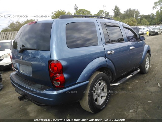 1D4HB38N36F107292 - 2006 DODGE DURANGO SXT BLUE photo 4