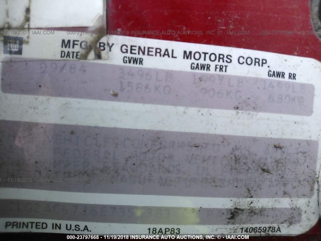 1G2AC67J6E7355383 - 1984 PONTIAC J2000 LE RED photo 9