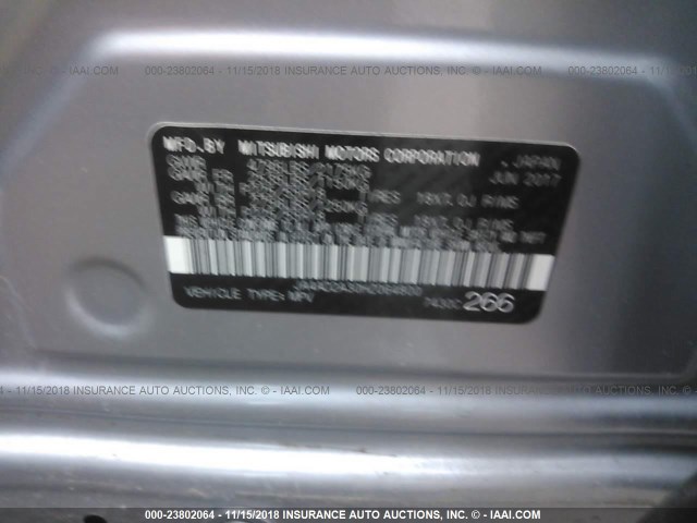 JA4AD2A30HZ064800 - 2017 MITSUBISHI OUTLANDER ES Açıq mavi foto 9