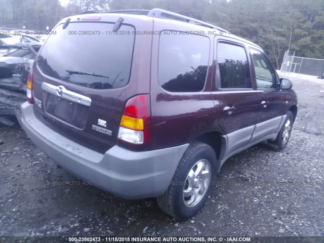 4F2YU07B12KM19898 - 2002 MAZDA TRIBUTE DX BURGUNDY photo 4