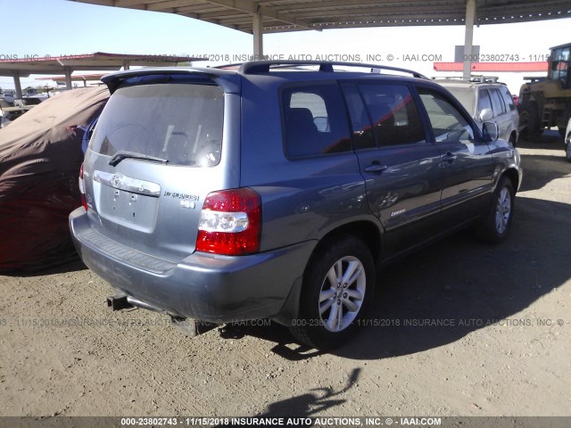 JTEEW21A360028547 - 2006 TOYOTA HIGHLANDER HYBRID BLUE photo 4