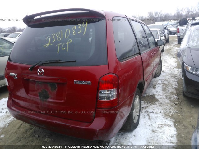 JM3LW28Y810207178 - 2001 MAZDA MPV WAGON RED photo 4