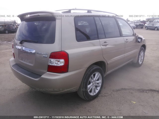 JTEDW21A560005282 - 2006 TOYOTA HIGHLANDER HYBRID TAN photo 4