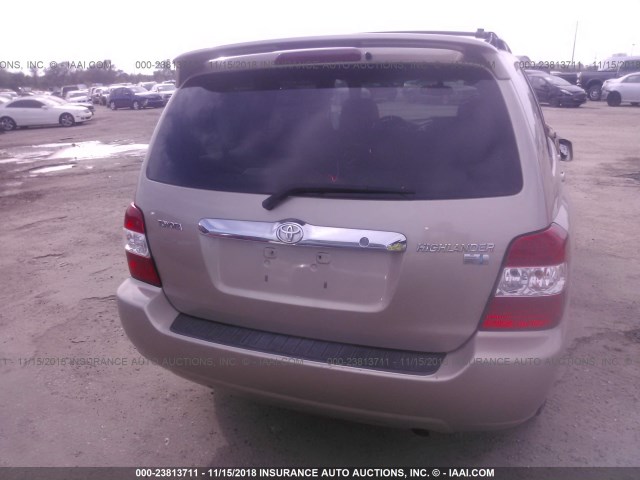 JTEDW21A560005282 - 2006 TOYOTA HIGHLANDER HYBRID TAN photo 6