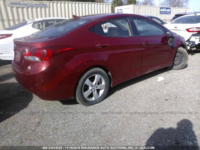 KMHDH4AE7BU119408 - 2011 HYUNDAI ELANTRA GLS/LIMITED RED photo 4