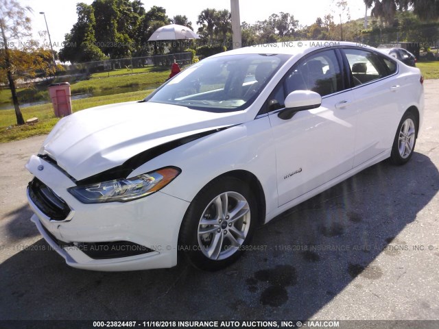 3FA6P0LU1JR234045 - 2018 FORD FUSION SE HYBRID WHITE photo 2