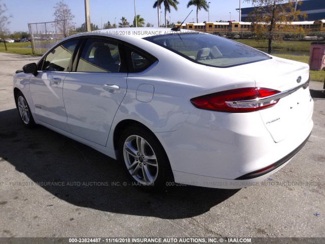 3FA6P0LU1JR234045 - 2018 FORD FUSION SE HYBRID WHITE photo 3