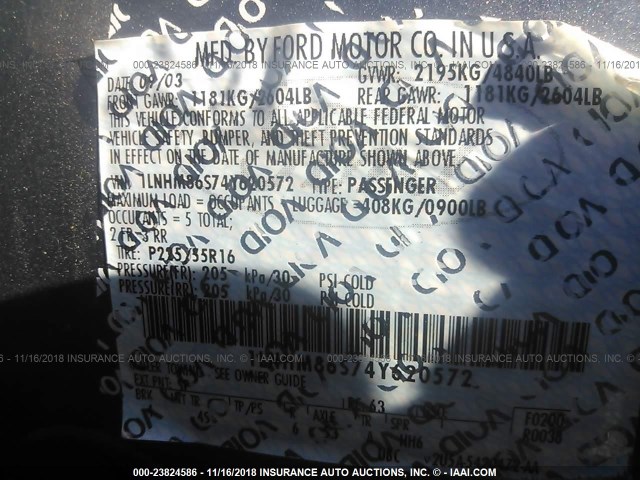 1LNHM86S74Y620572 - 2004 LINCOLN LS Light Blue photo 9