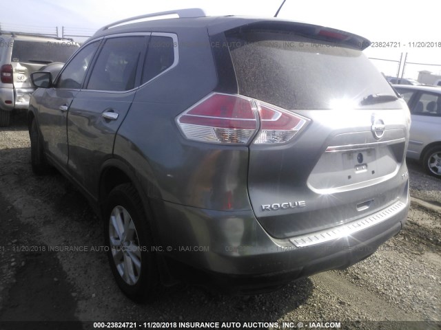 KNMAT2MV7FP567352 - 2015 NISSAN ROGUE S/SL/SV GRAY photo 3