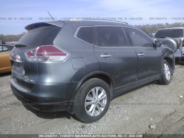 KNMAT2MV7FP567352 - 2015 NISSAN ROGUE S/SL/SV GRAY photo 4