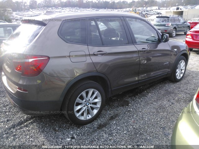 5UXWX9C53D0A11695 - 2013 BMW X3 XDRIVE28I BROWN photo 4