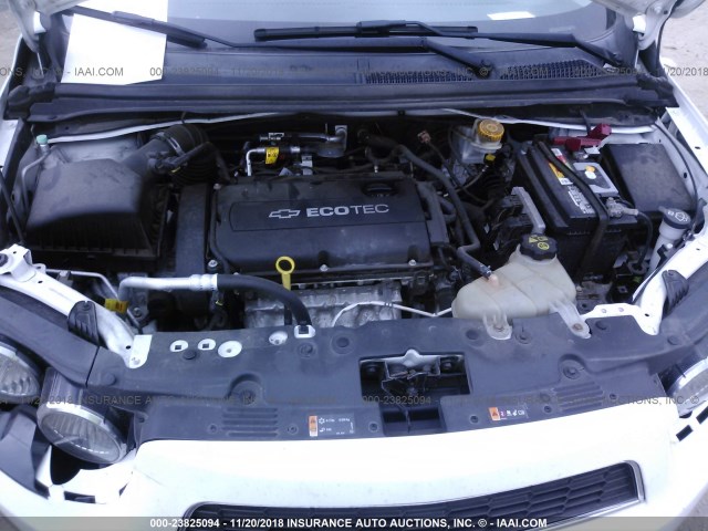 1G1JA6SH6C4143015 - 2012 CHEVROLET SONIC LS 白色 照片 10