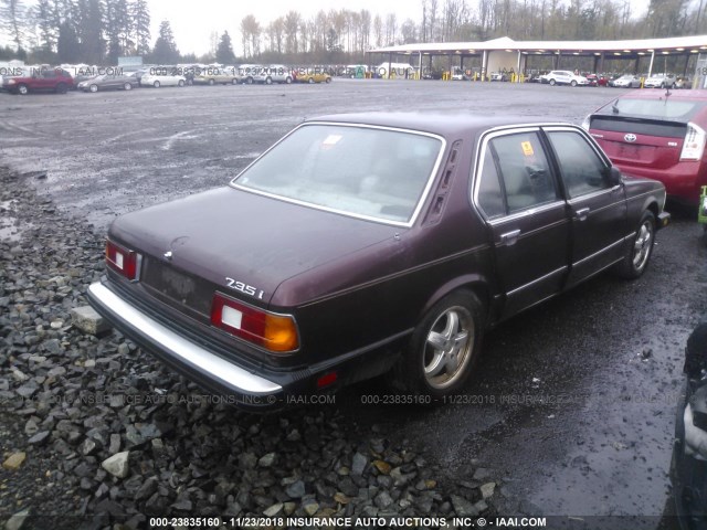 WBAFH8400F0638637 - 1985 BMW 735 I AUTOMATIC MAROON photo 4