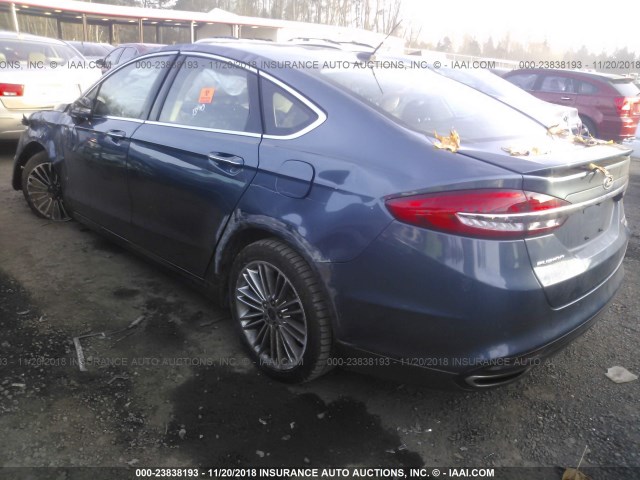 3FA6P0D93JR234056 - 2018 FORD FUSION TITANIUM/PLATINUM BLUE photo 3