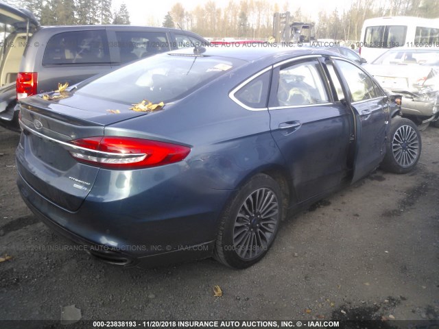 3FA6P0D93JR234056 - 2018 FORD FUSION TITANIUM/PLATINUM BLUE photo 4