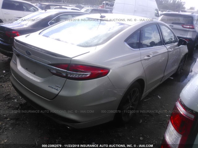 3FA6P0LU6JR155471 - 2018 FORD FUSION SE HYBRID GOLD photo 4