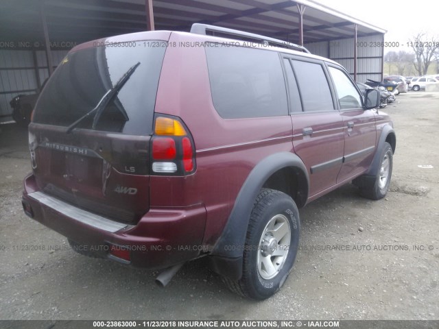 JA4MT21H42J051808 - 2002 MITSUBISHI MONTERO SPORT ES/SPORT LS MAROON photo 4