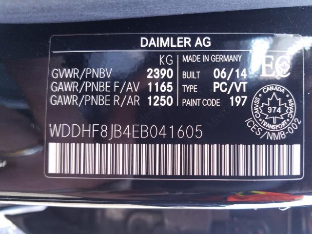 WDDHF8JB4EB041605 - 2014 MERCEDES-BENZ E 350 4MATIC BLACK photo 10